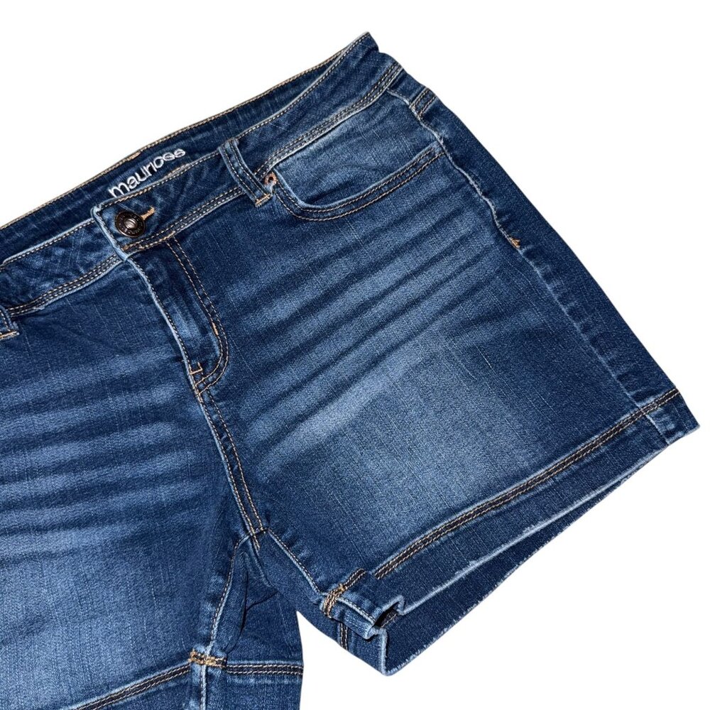 Maurices Dark Wash Shorts Womens Juniors 11 12 Pockets Stretch Blue Summer - Picture 3 of 7